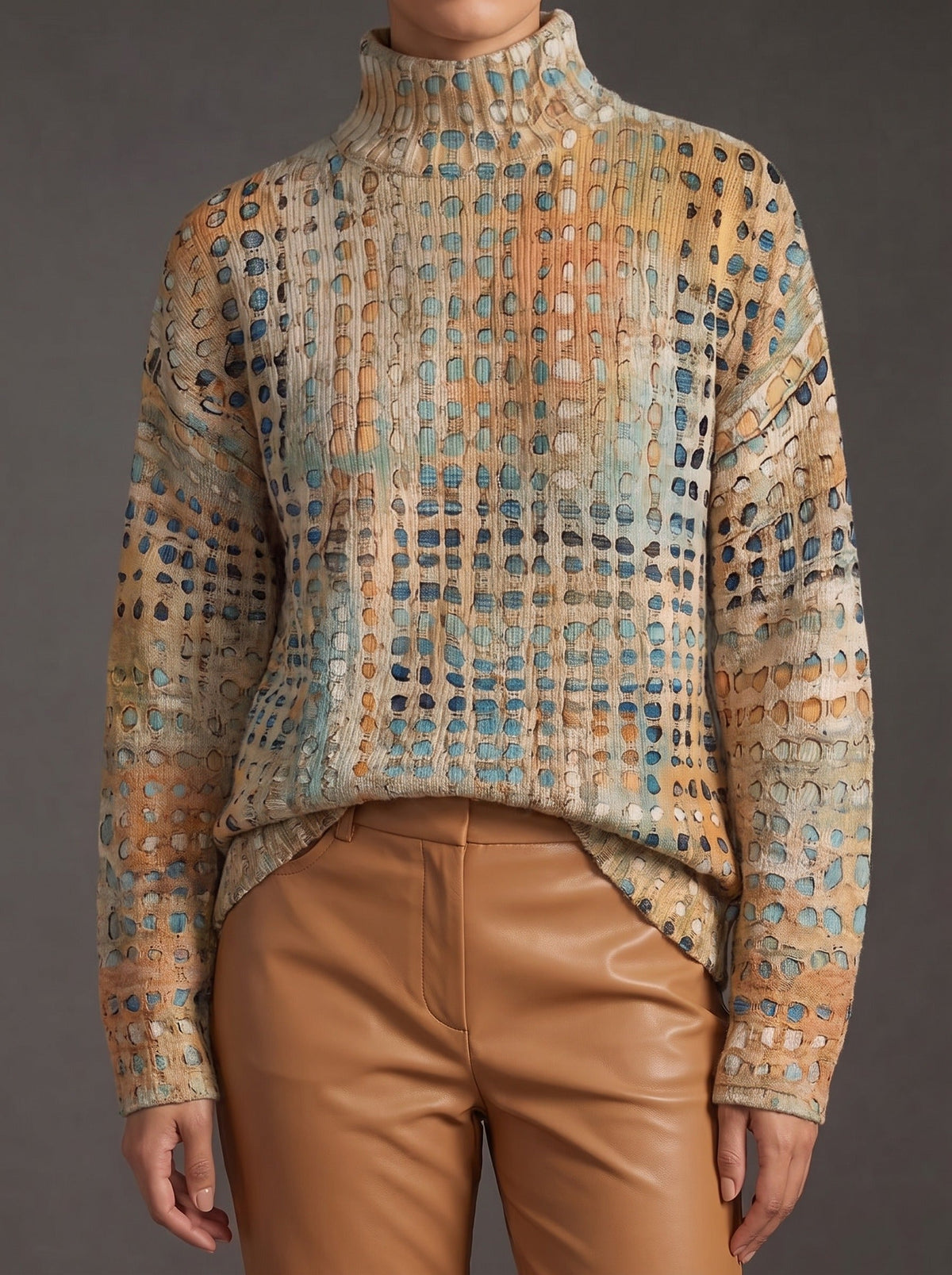 Brisa | Jersey de Cuello Alto Cuadrícula Otoñal